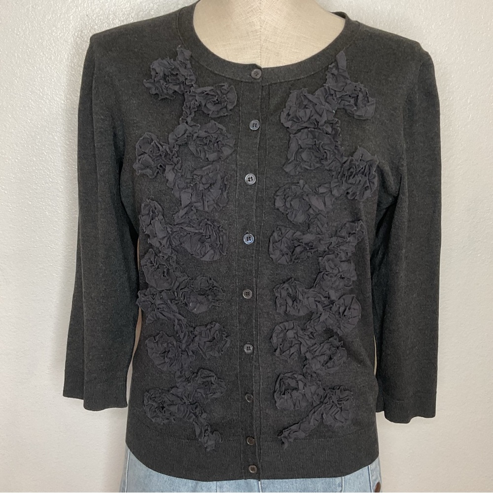 EVIE Cardigan Sweater Silk Blend Rosettes